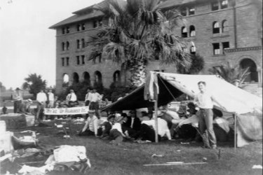 Encina Hall residents camp outside following 1906 San Francisco Earthquake