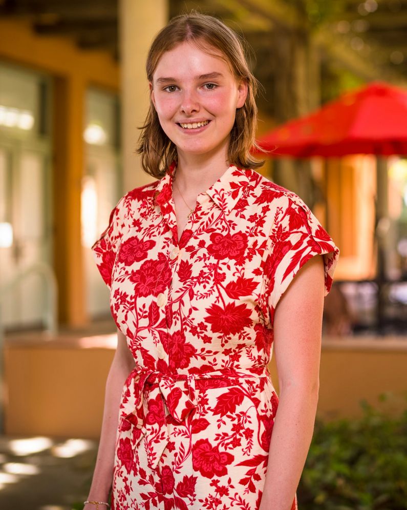 Suze Van Adrichem Stanford Class of 2027 poses for a portrait in Sterling Quad in Stanford California October 12, 2023.