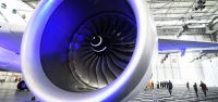 A jet engine of an Airbus A350 XWB