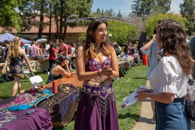 Undergrad Andrea Ocampo of Akasma Belly Dance meets with ProFros to let them know about the competitive dance group.