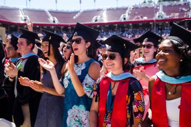 Happy graduates at Commencement