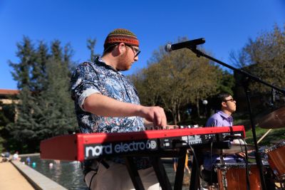 Keyboardist performing