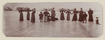 Christian Barthelmess was a musician with the U.S. Army who photographed life in the environs of various army bases for over 30 years. Alongside these joyful ice-skating women is a winningly posed pup.