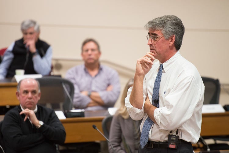 William Maloney talking to the Faculty Senate