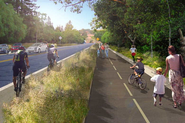 artist's rendering of proposed trail on Stanford Avenue 