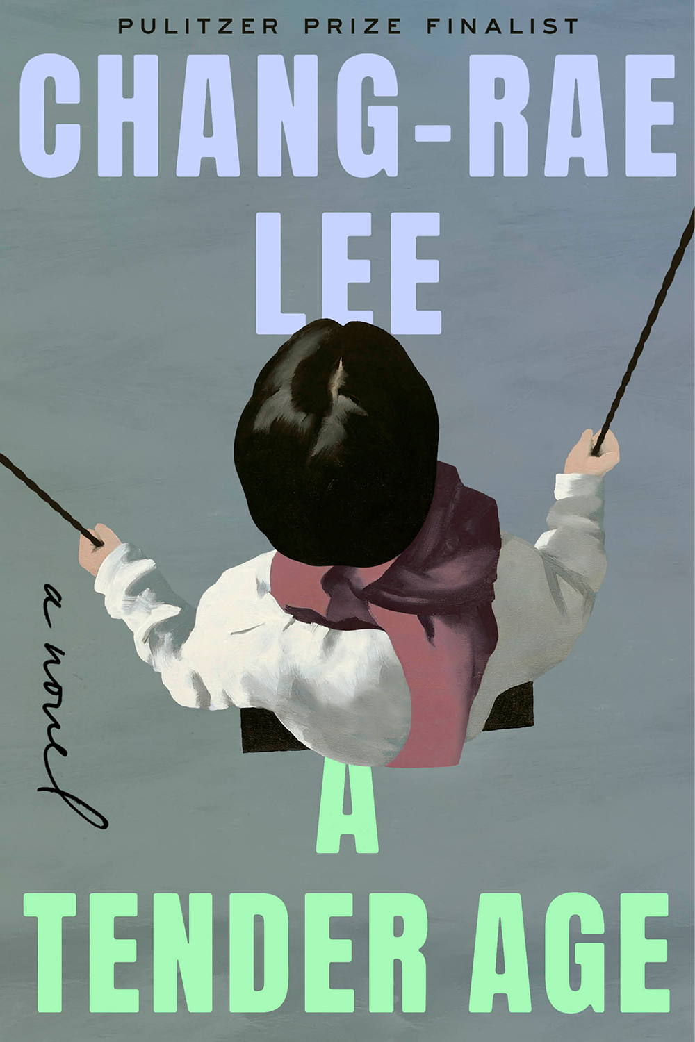 Book cover showing a child on a swing viewed from above with the title A Tender Age by Chang-rae Lee.