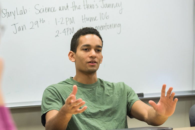 Human biology undergrad Keeten Rutledge in a course for preparing for his portfolio in science communication