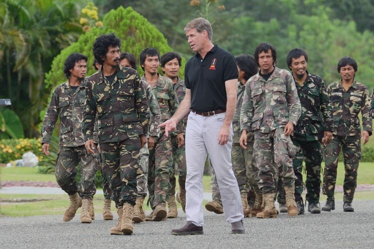 scholar Joe Felter with members of the First Scout Ranger Regiment, Philippine Army