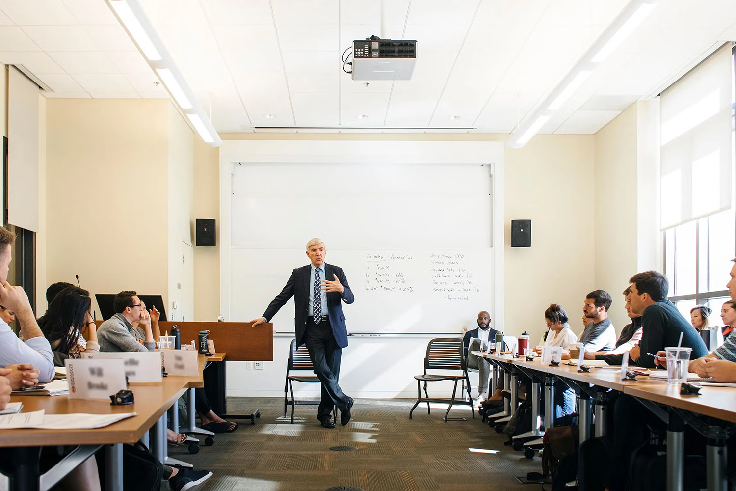Image of H. Irving Grousbeck teaching a class of students.
