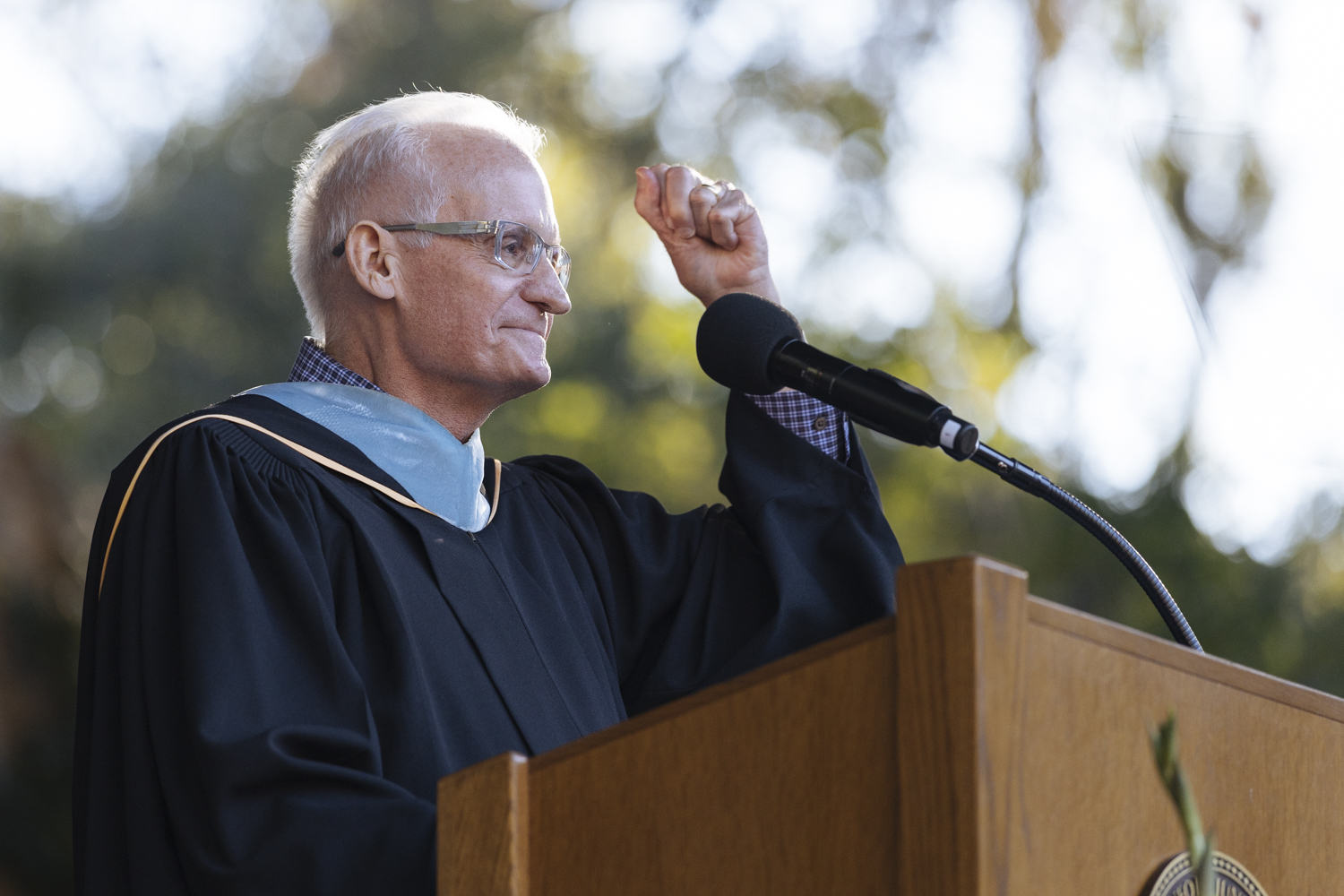 Richard H. Shaw, dean of undergraduate admission and financial aid, at the lectern.