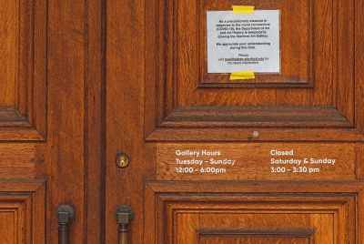 Door with closed sign