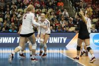 Women volleyball players celebrating