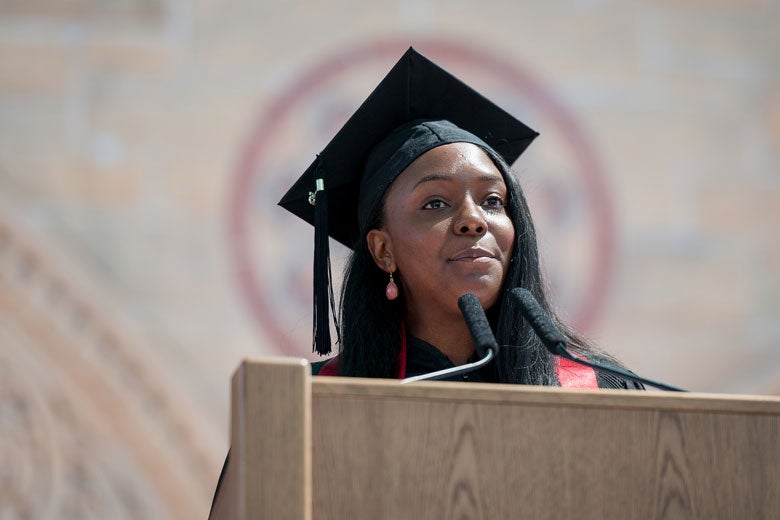 Shelby Monet Sinclair at podium