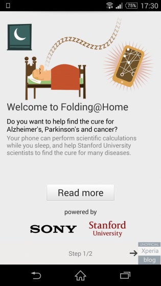 screen shot of folding@home mobile app