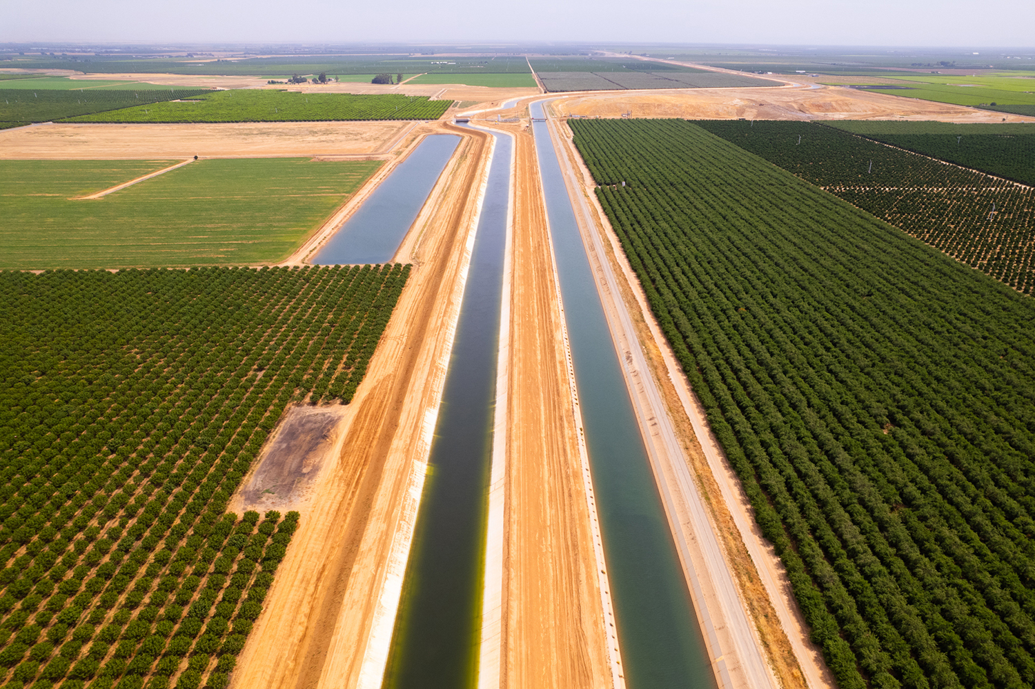 Pictured is a 10 mile long segment of new canal near the San Joaquin Valley.