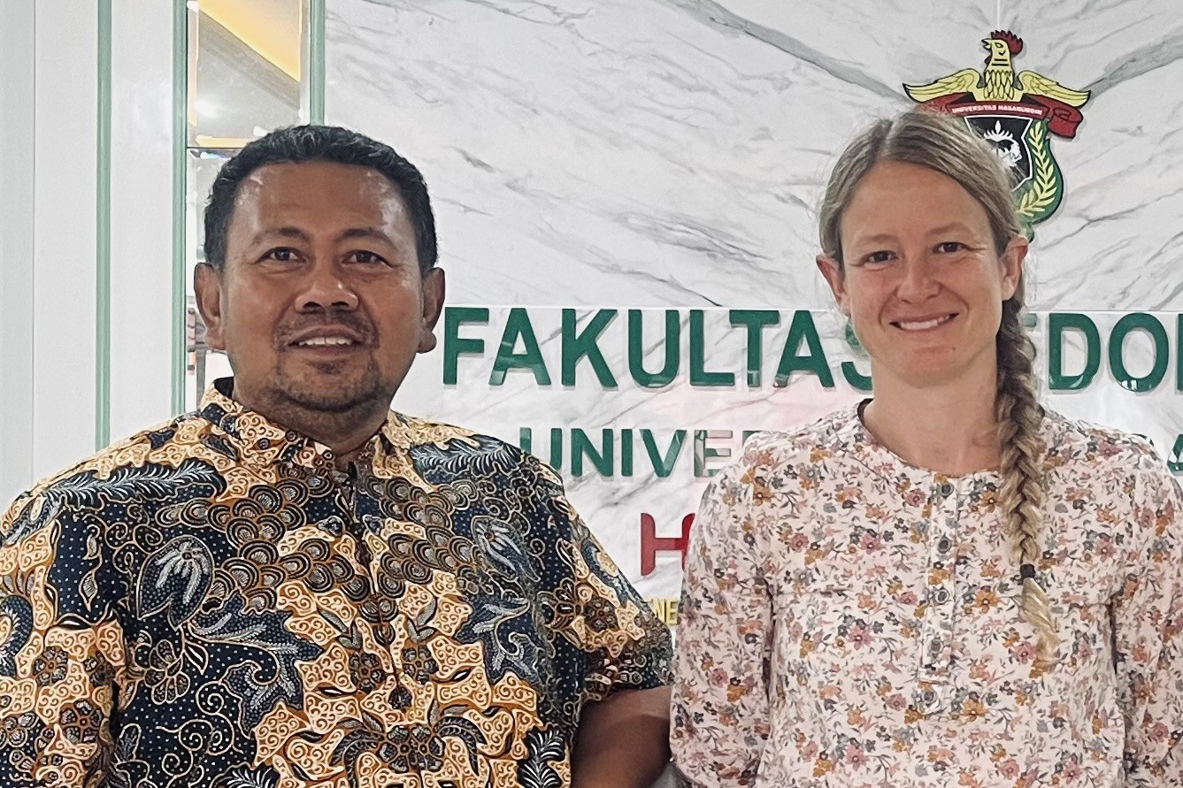 Dr. Isra Wahid and Joelle Rosser, the publication's first and senior authors, pose together during a research trip at Hasanuddin University in Indonesia.