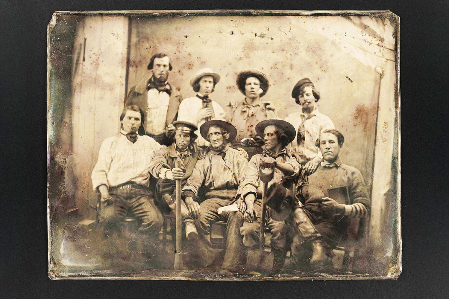 Daguerreotype of a group of miners ca. 1850s