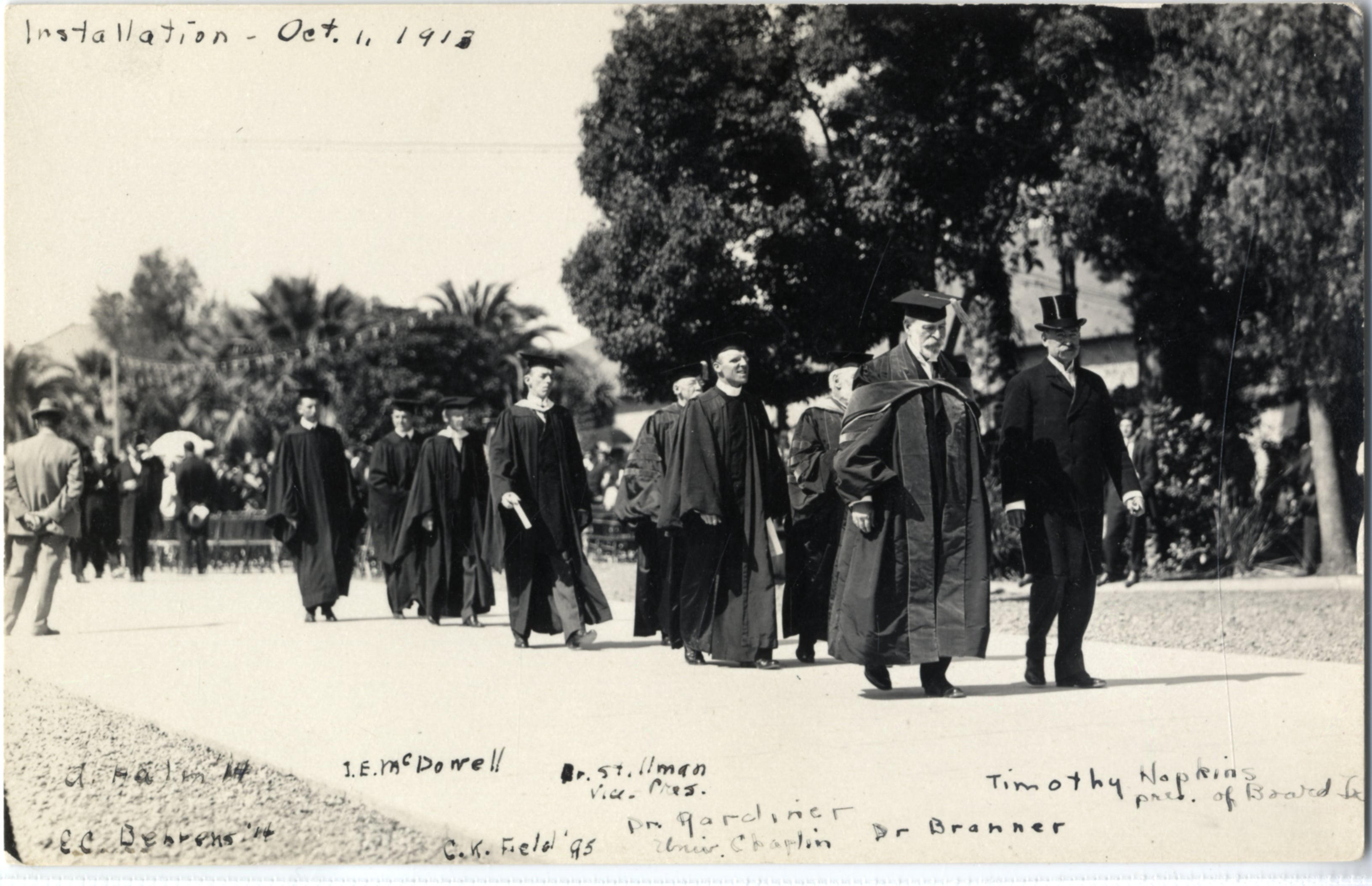 Inaugural procession with John C. Branner at the head