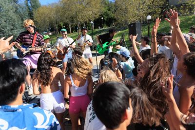 Student crowd watching performance