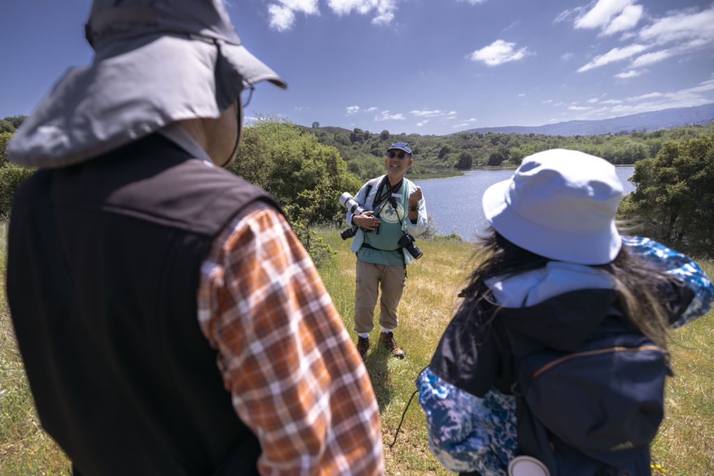 Image of Bob Siegel educating visitors at Jasper Ridge.