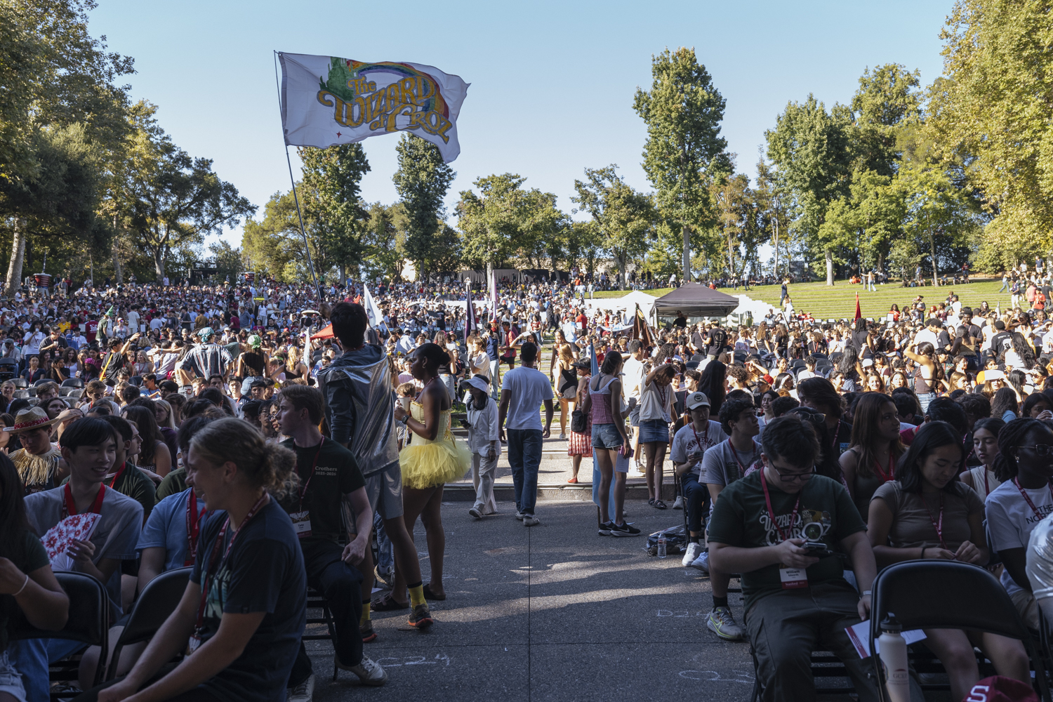 New first-year and transfer students fill Frost Amphitheater Tuesday evening for Stanford’s 135th Opening Convocation Ceremony.