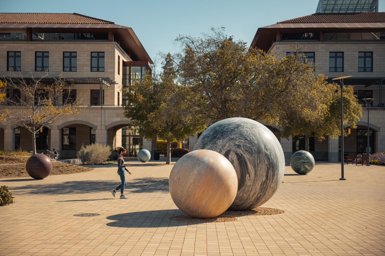 Alicja Kwade public art installation in the Science & Engineering Quad Courtyard