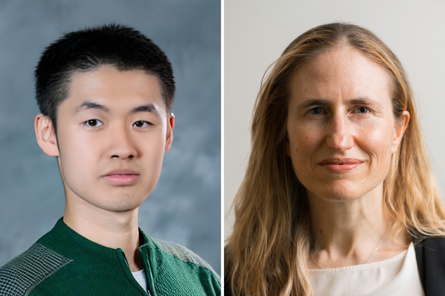Side by side profiles of Stanford researchers Zhaoqi Lin and Emma Brunskill.