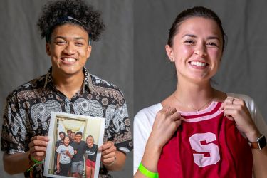 Dorian Lumarque leaves behind a photo taken at Roble at the end of his freshman year. Arianna Tapia leaves a Stanford Dollie dress from her 2016-17 year because "my Dollie year was the most formative year I had at Stanford in which I grew into the person I think I’m supposed to become—quirky, happy-go-lucky and goofy."