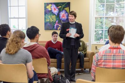 Rev. Joanne Sanders at a Multifaith Welcome