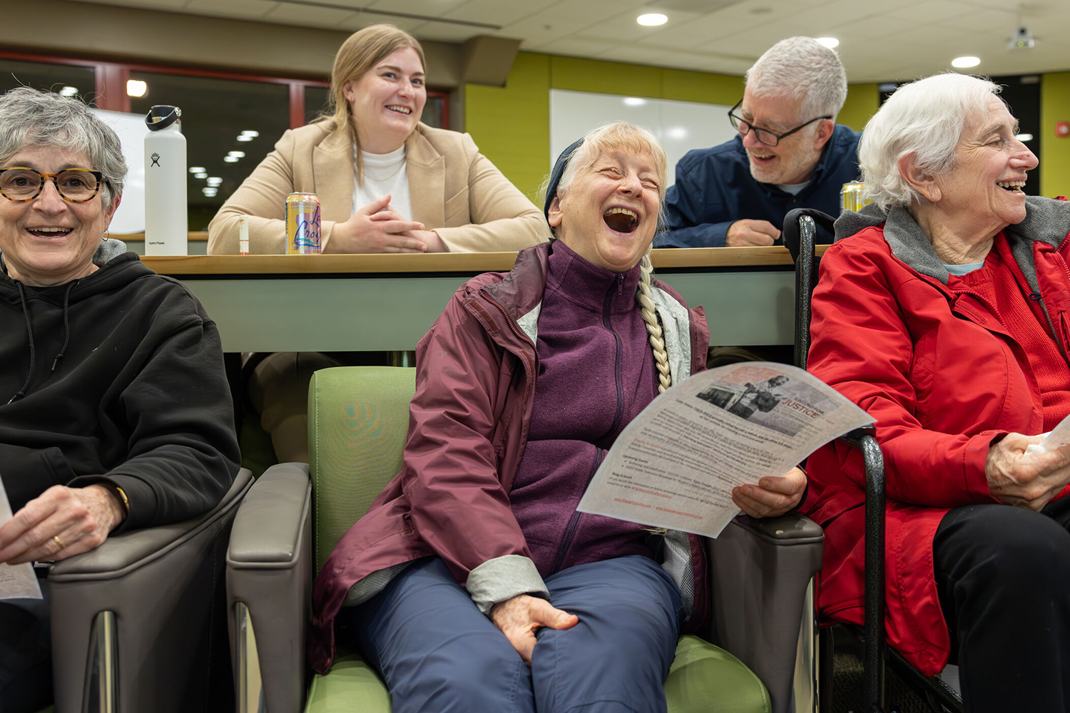 Attendees at a Jan. 29 screening of Singing for Justice at Stanford sing folk songs after viewing the film.