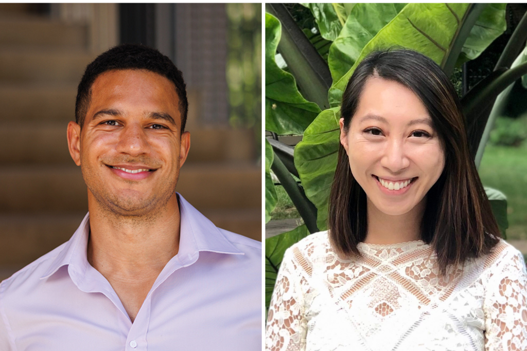 Side-by-side composite headshots of Julian Nyarko and Megan Ma