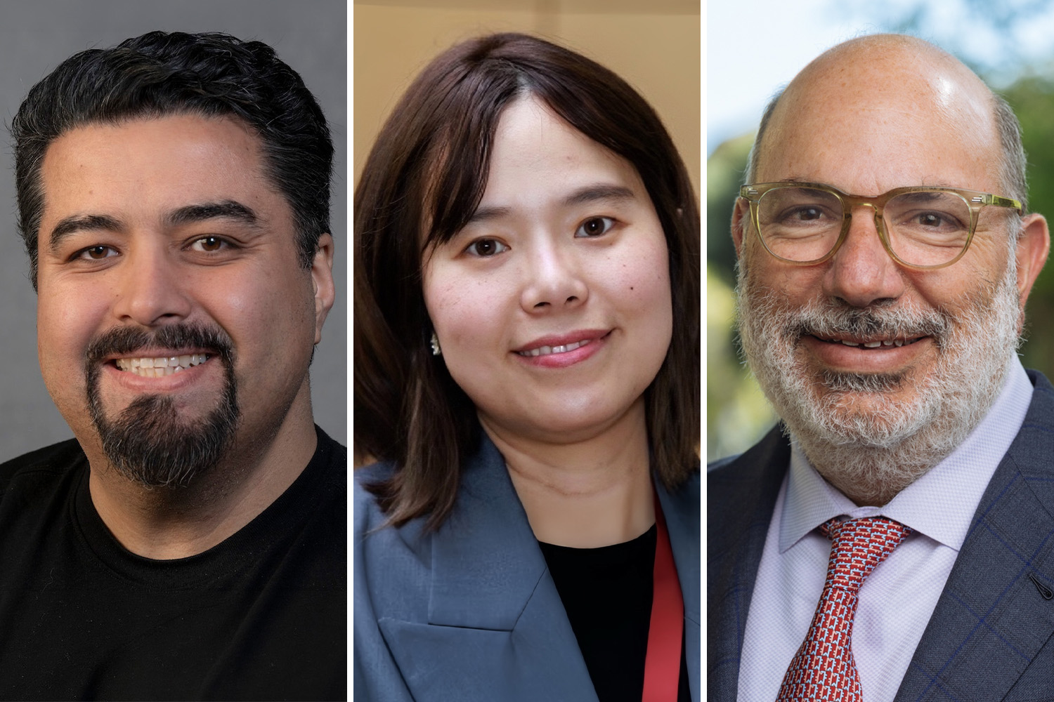 Three headshots show researchers connected to a dementia-focused center, each smiling in professional portraits.