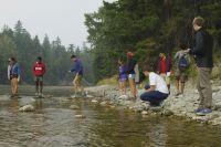 Students in the Cle Elum river
