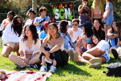 Student crowd watching performance