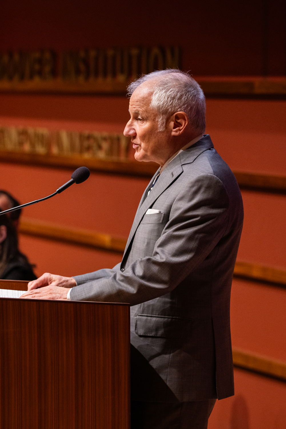 Stephen Kotkin addressing an audience at the Hoover Institution, standing at a podium.