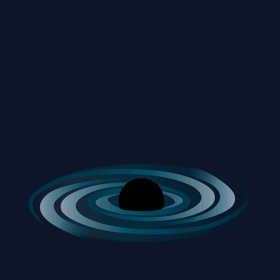 gif depicting the process by which X-ray light from behind a black hole can be observed
