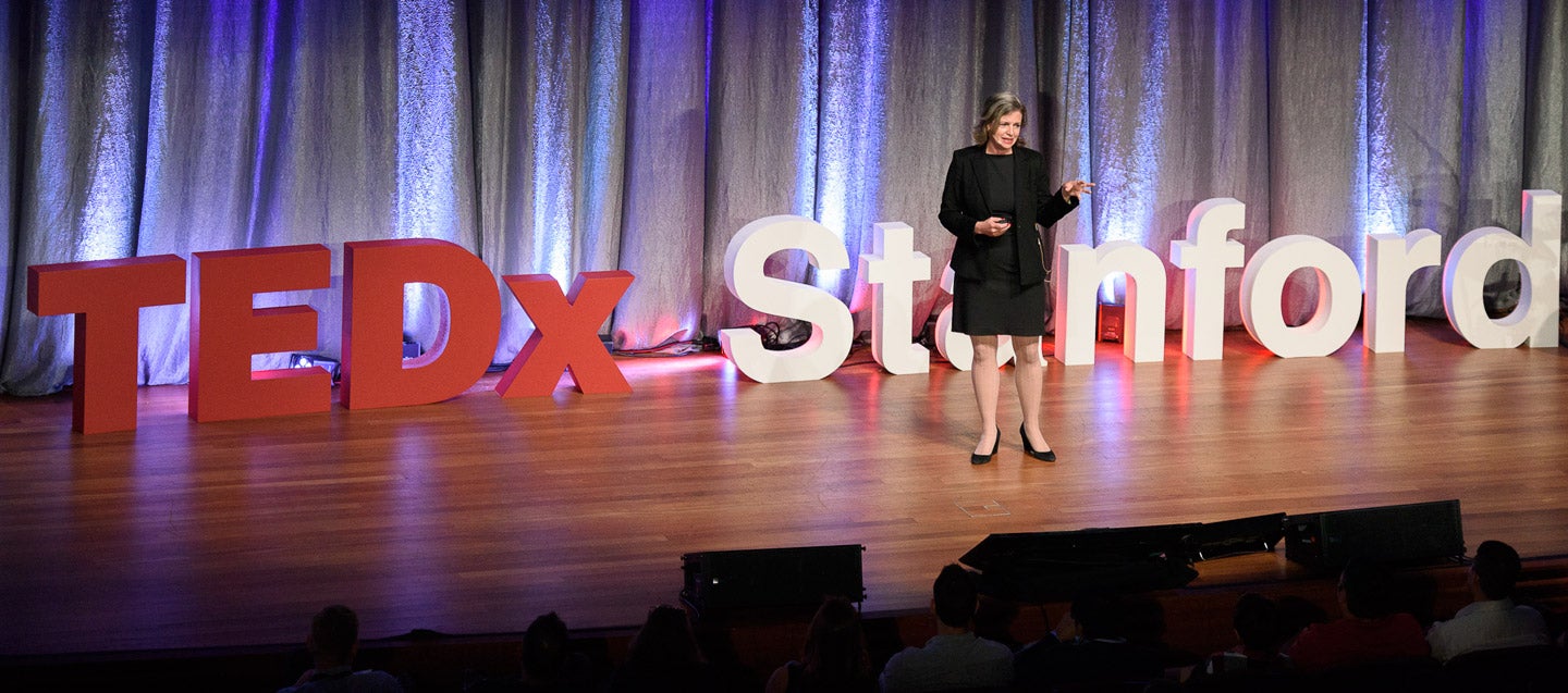 Jennifer Granick on stage at Cemex Auditorium