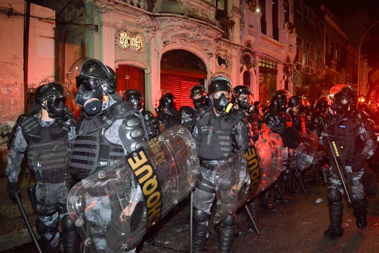 riot police in Rio de Janeiro, Brazil