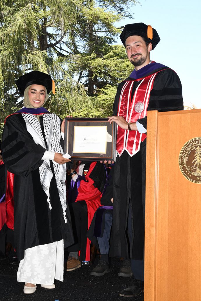 Dean's Award winner Shafeen Pittal and JD Class President Stefan Luis Suazo