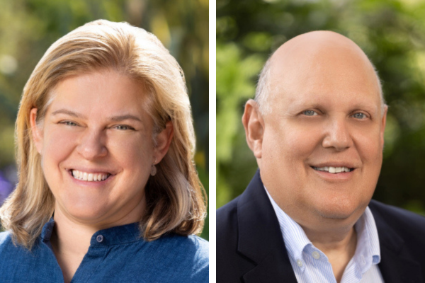 Holly Tabor and David Magnus headshots in outdoor setting.