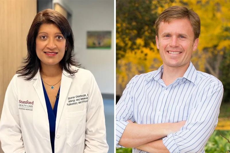 Side by side profile images of Sharon Chinthrajah and Marshall Burke
