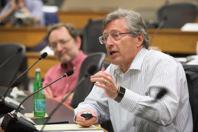 Provost John Etchemendy at the Faculty Senate.