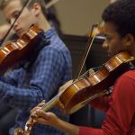 SSO students rehearse at Bing Studio