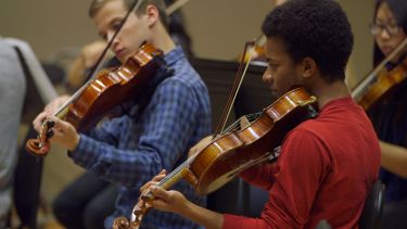 SSO students rehearse at Bing Studio