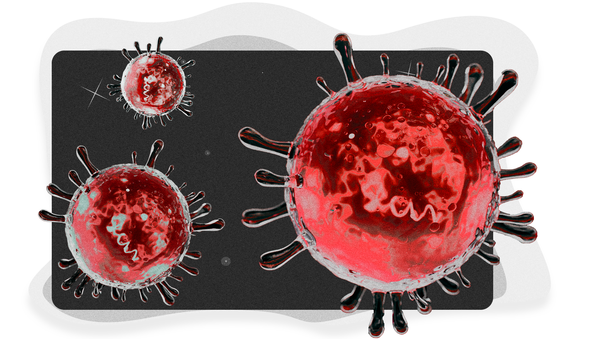 Illustration of three red virus cells