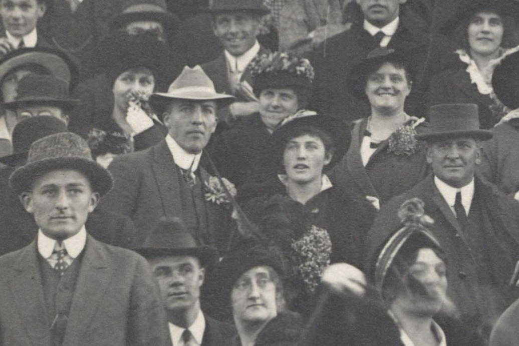 Students spotted in the stands wearing corsages at the Big Game on Nov. 14, 1914.