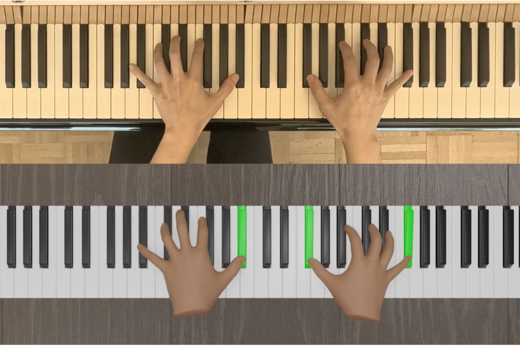 An image comparing the movement of an elite-level pianist and the AI-trained model.