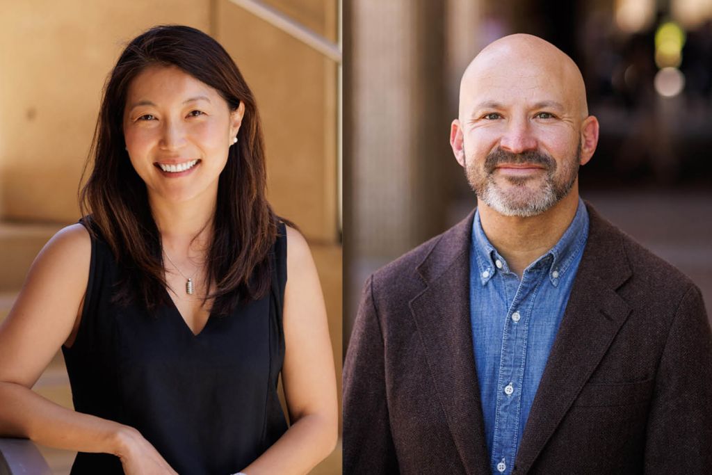 Side-by-side headshots of Irene Liu and Adam Sterling.