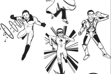 Four people depicted as superheroes over the words "Photonic 4"