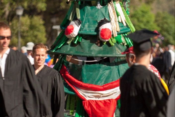 Erin Lashnits in his Stanford Tree mascot costume.